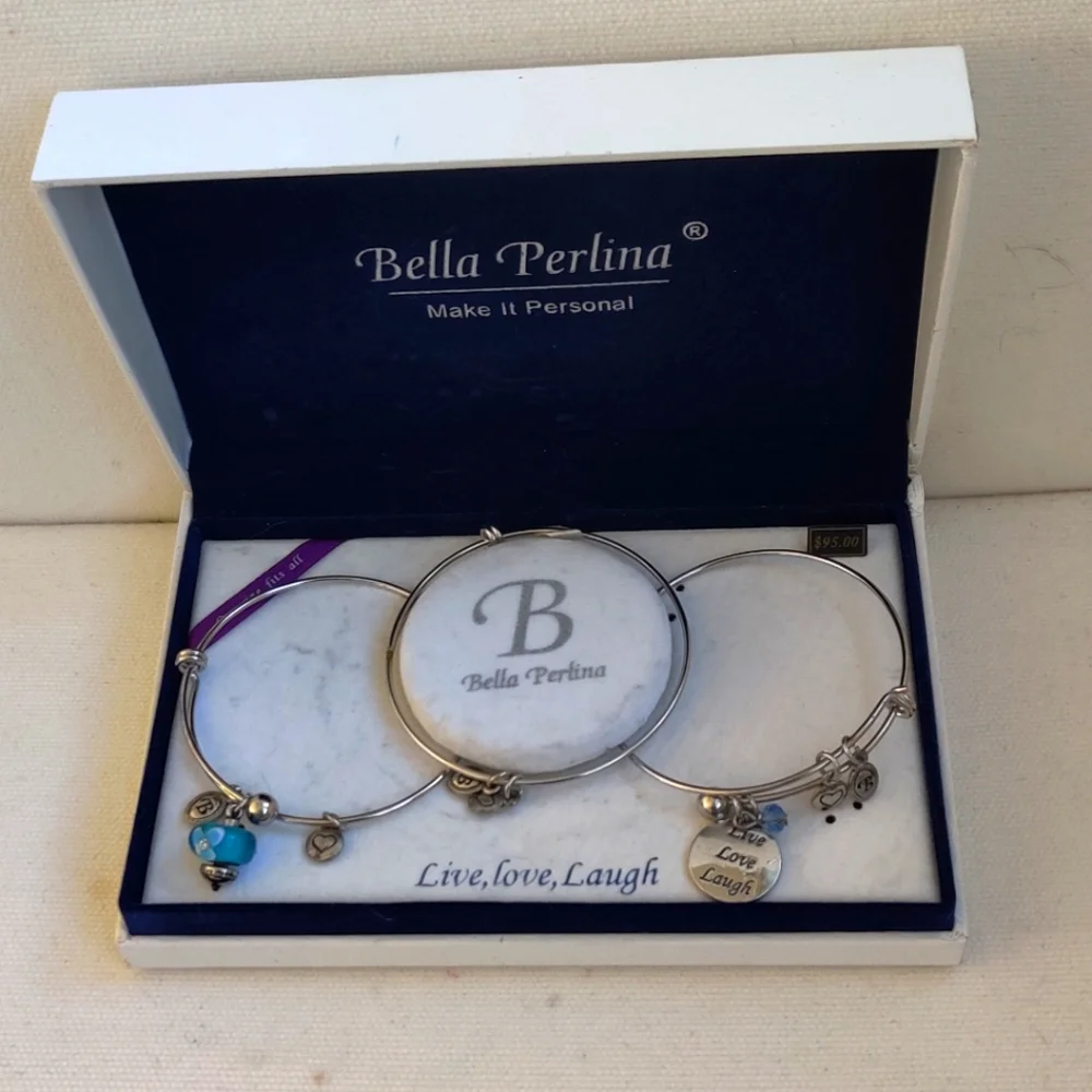 Bella Perlina Silver Charm Bracelet Set - Picture 1 of 5